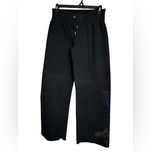 Lucky Brand Vintage Y2K Asian Dragon Black Wide Leg Drawstring Sweatpants Large